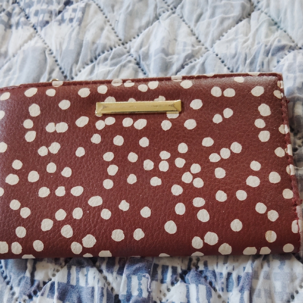 Polka Dot Wallet with Gold Accent